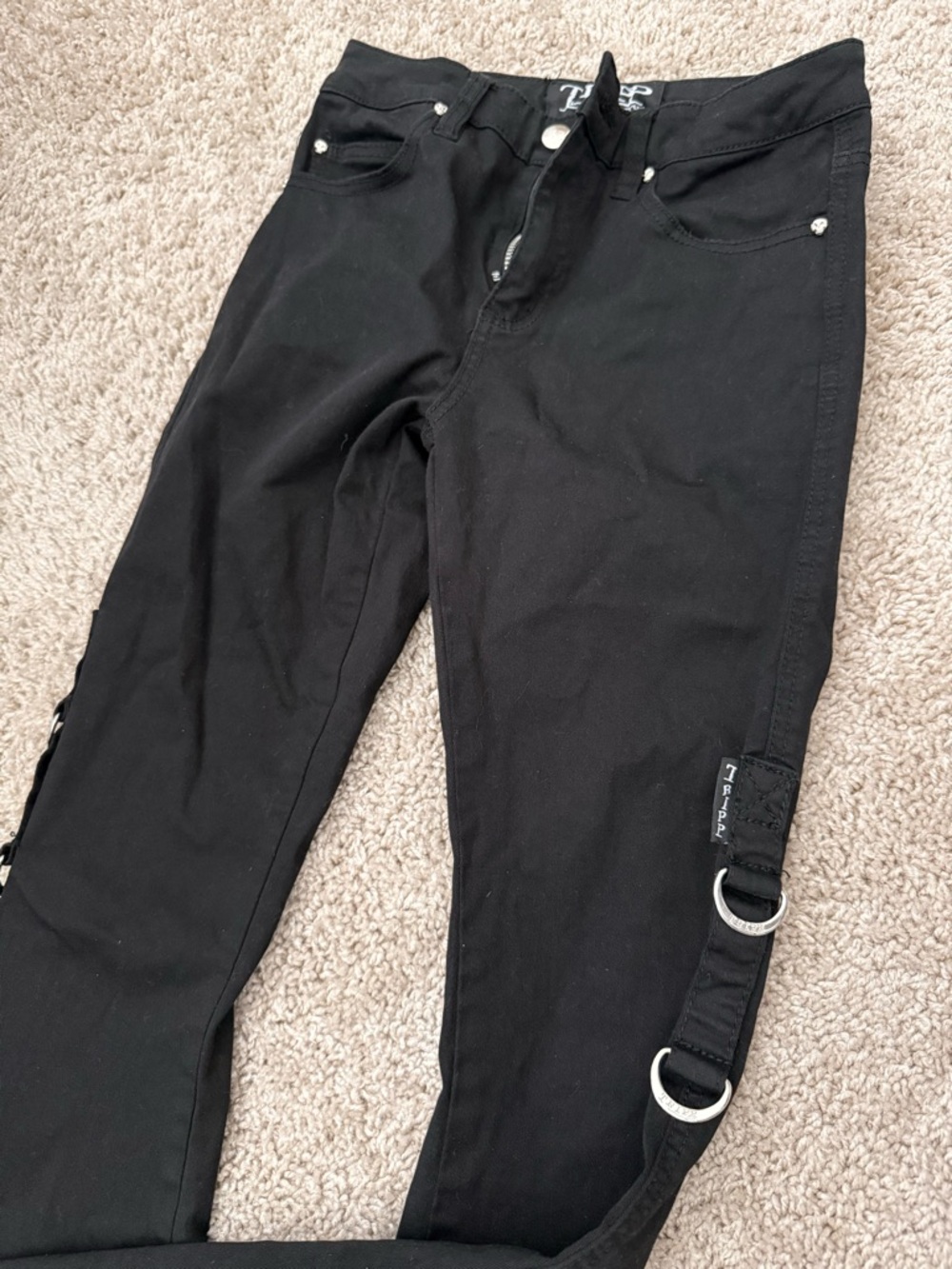 Tripp NYC Black Flare Pants with D-Ring details